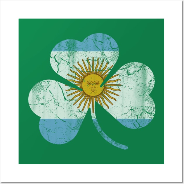 Argentina Flag Shamrock St Patrick's Day Argentine Wall Art by E